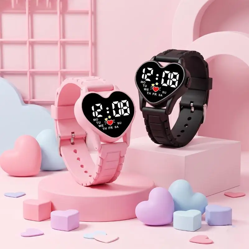Unisex Luminous Digital Electronic Watch Cute Student Casual Silicone Wristwatch For Men Women