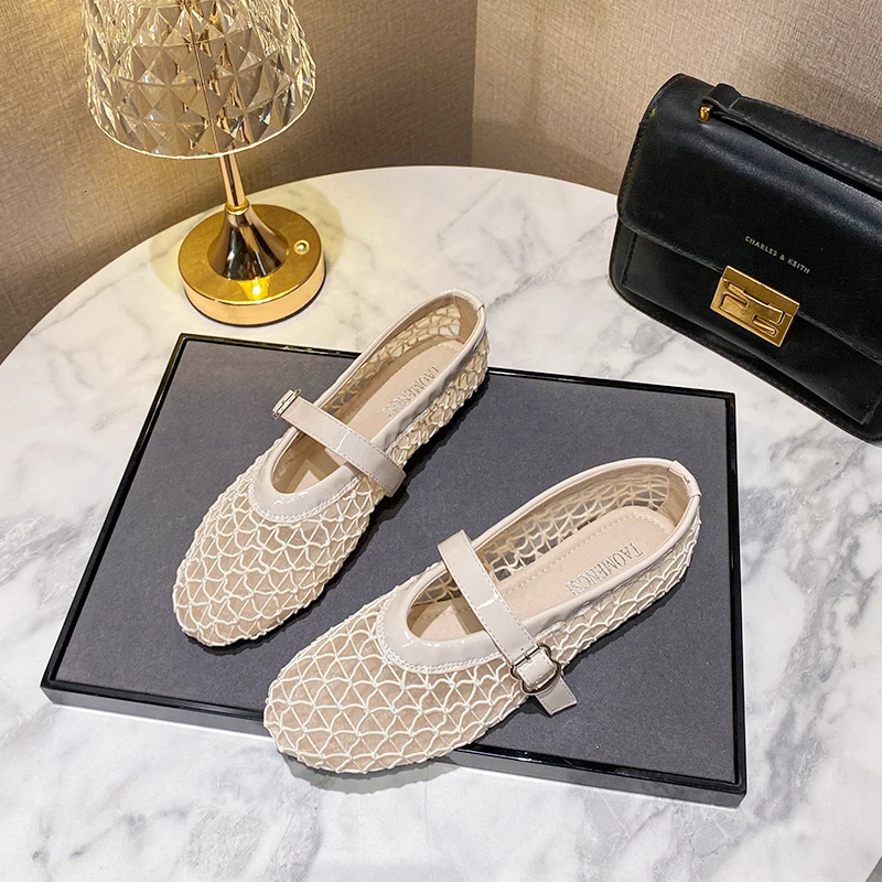 

Breathable mesh flat shoes for women, hollow Mary Jane shoes, women's ballet shoes for summer