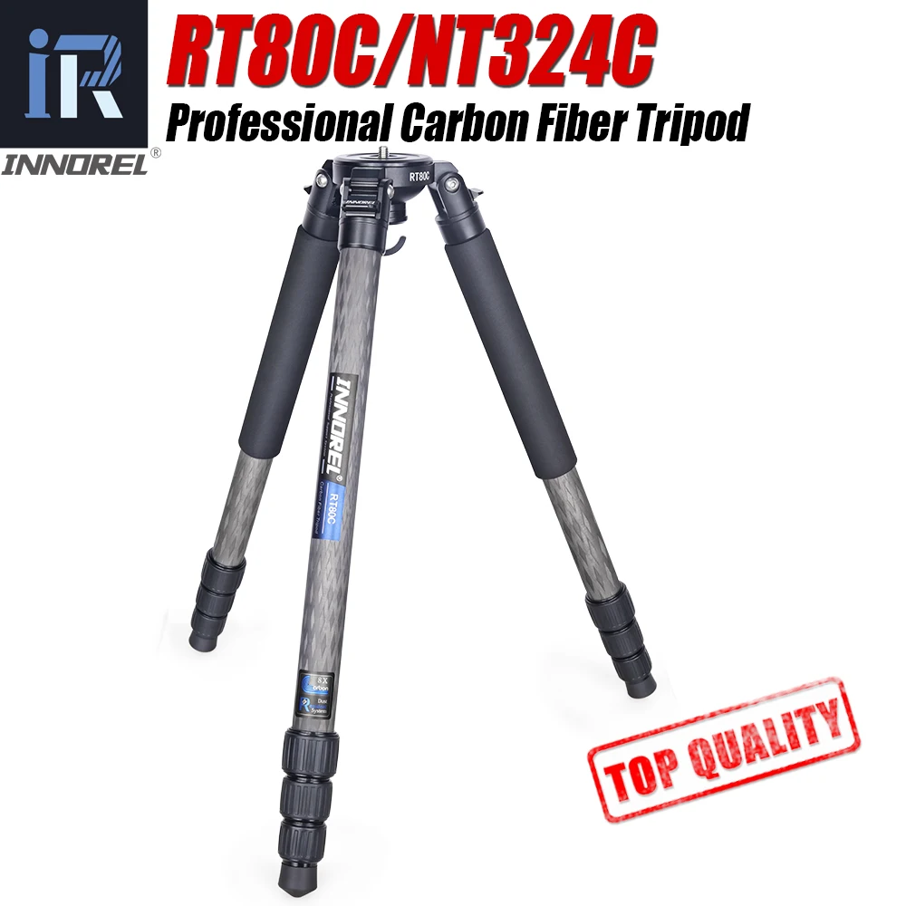 RT80C/NT324C profesjonalny statyw z włókna węglowego do lustrzanki cyfrowej kamera wideo obserwacja ptaków Heavy Duty stojak na aparat 75mm miska