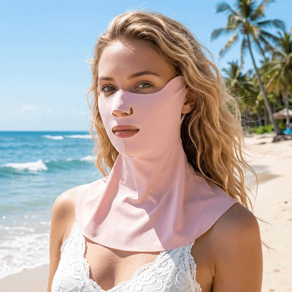 Breathable Sun Protection Mask Elastic UV Protective Face Guard Mask Korean Style Cooling Ice Silk Mask Outdoor Sports
