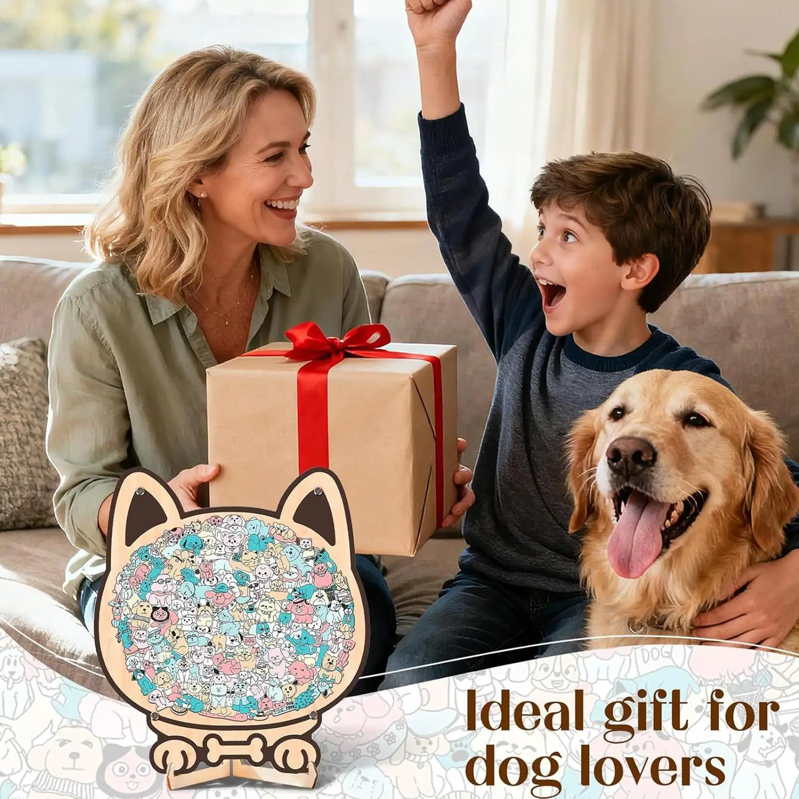 

Деревянный пазл для собак, 135 предметов, игрушка-головоломка в форме собаки, деревянный пазл для дня рождения, праздника, образовательные проекты, украшения