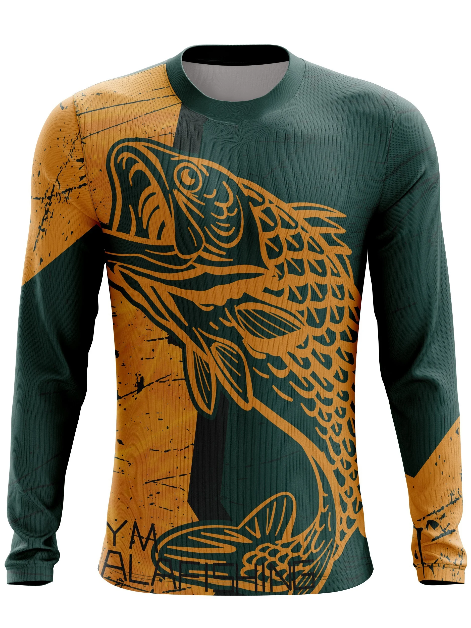 الرجال هيكل السمكة إلكتروني طباعة الصيد تي شيرت الصيد في الهواء الطلق ركوب الدراجات الرياضة قميص طويل الأكمام عارضة مريحة تنفس أعلى