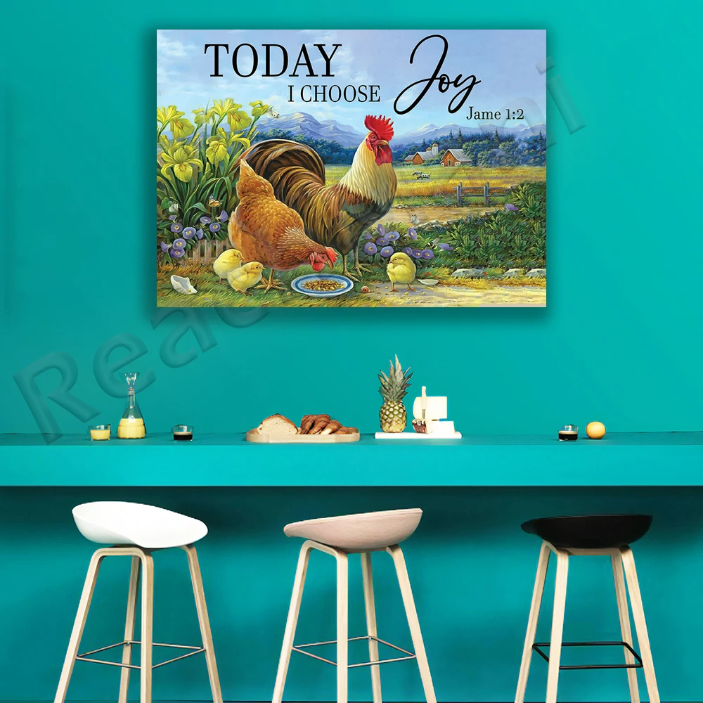 Chicken Today I Choose Joy Poster, Country Poster, Farm, Gift For Farmer, Farm Chicken, Jesus Poster