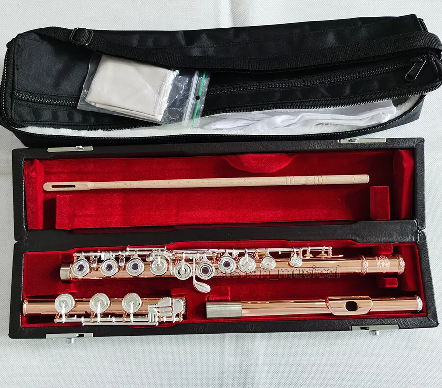 high quality Professional Rose Gold Plated Flute 17 Open Hole Handmade French Point C Key