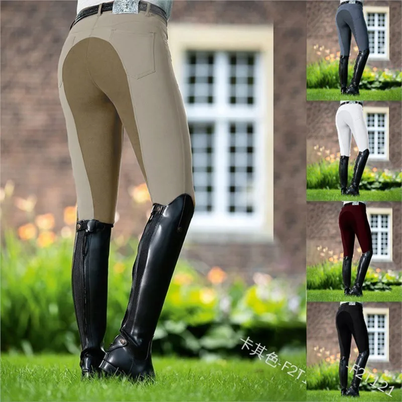 Bryczesy Jeździeckie Damskie Fashionable Equestrian Pants Slim Fitting Elastic Patchwork Horse Casual Women's Riding Breeches