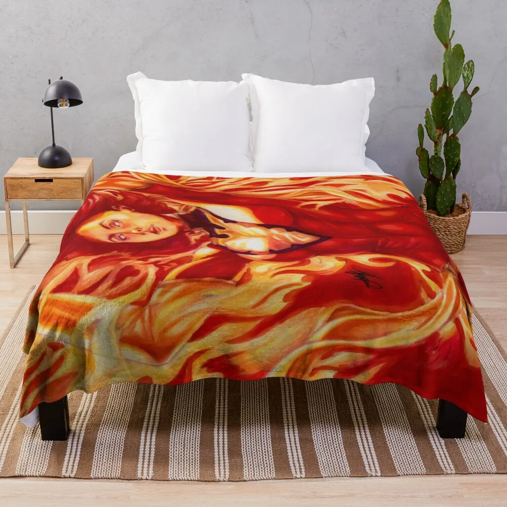 

Dark Phoenix ~ Jean Grey Throw Blanket Custom Tourist Flannel Fabric Winter beds Blankets
