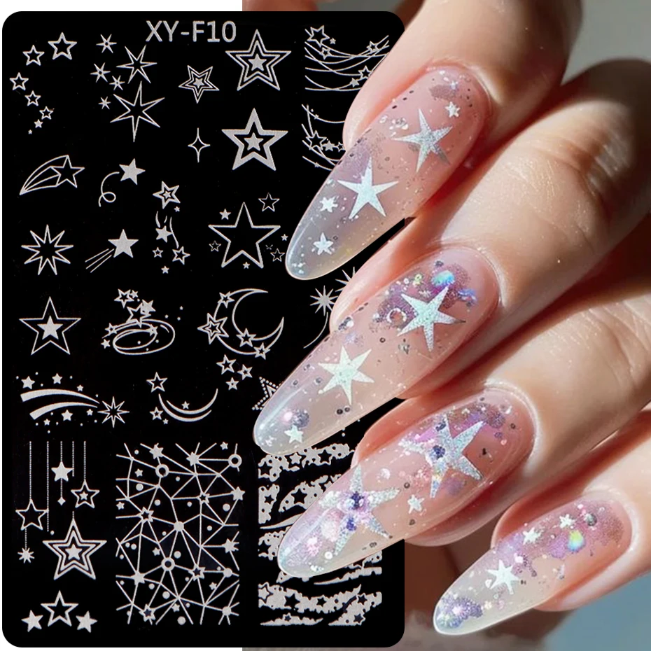 Star Nail Art Templates Stamping Plate French Line Green Leaves Geometry Nail Stamp Templates Butterfly Floral Printing Stencils