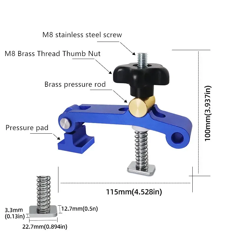 Woodworking Desktop Fixed clamp Jig T-Track Hold Down Clamp T-Slots Clamping Blocks Platen Carpenter Woodworking Tools In Stock