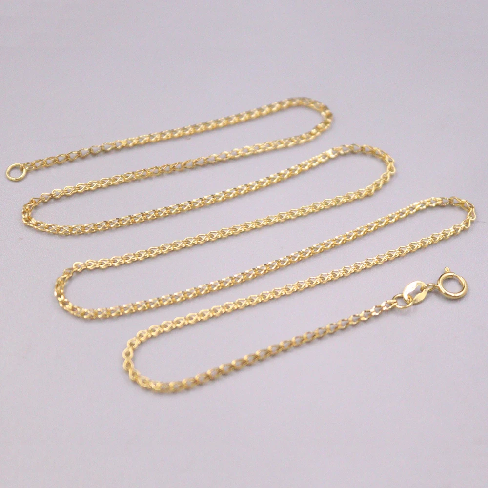 

Real Pure 18K Yellow Gold Chain Women Gift Lucky 1.5mm Wheat Link Necklace 2.86g/45cm