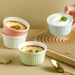 Ceramic Shufulei Baking Bowl High Temperature Resistant Dessert Pudding Bowl 3.5 Inch Baby Steamed Egg Bowl Household Oven Bowl