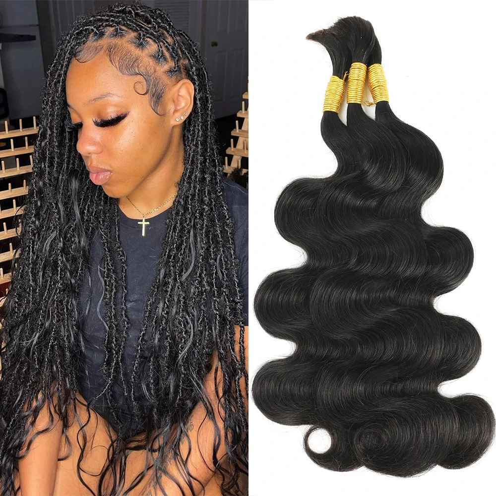 Braiding Human Hair Bulk Hair Body Wave Virgin Braiding Hair for Micro Braids Hair No Weft Wet Wavy Human Hair Braids Extension