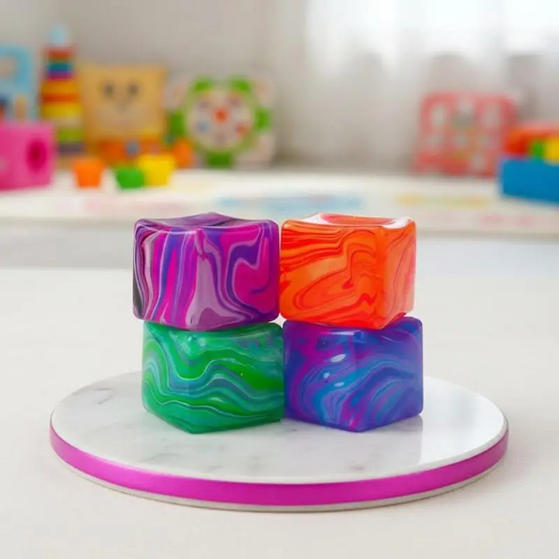 Colorful Marble Squishy Fidget Cubes With Soft Texture And Stress Relief Perfect
