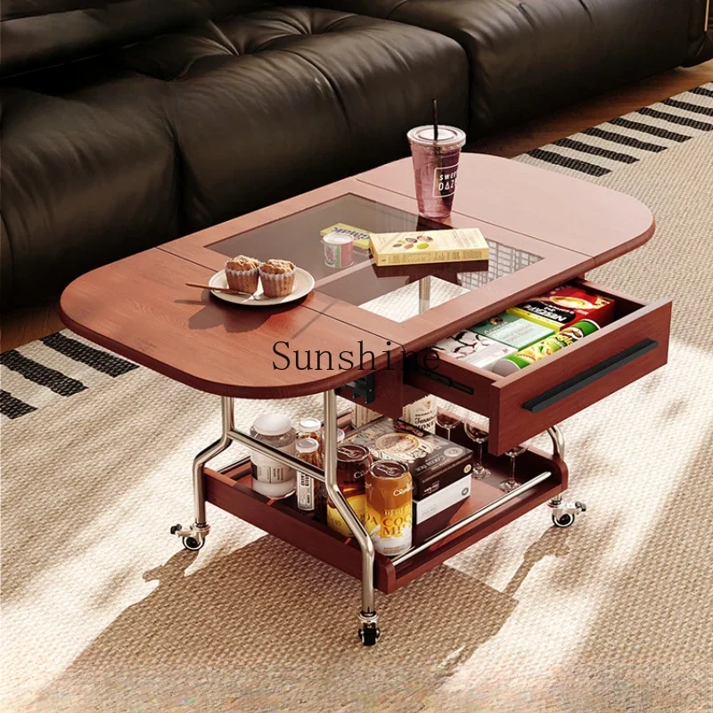 Medieval household living room removable foldable coffee table sofa side trolley