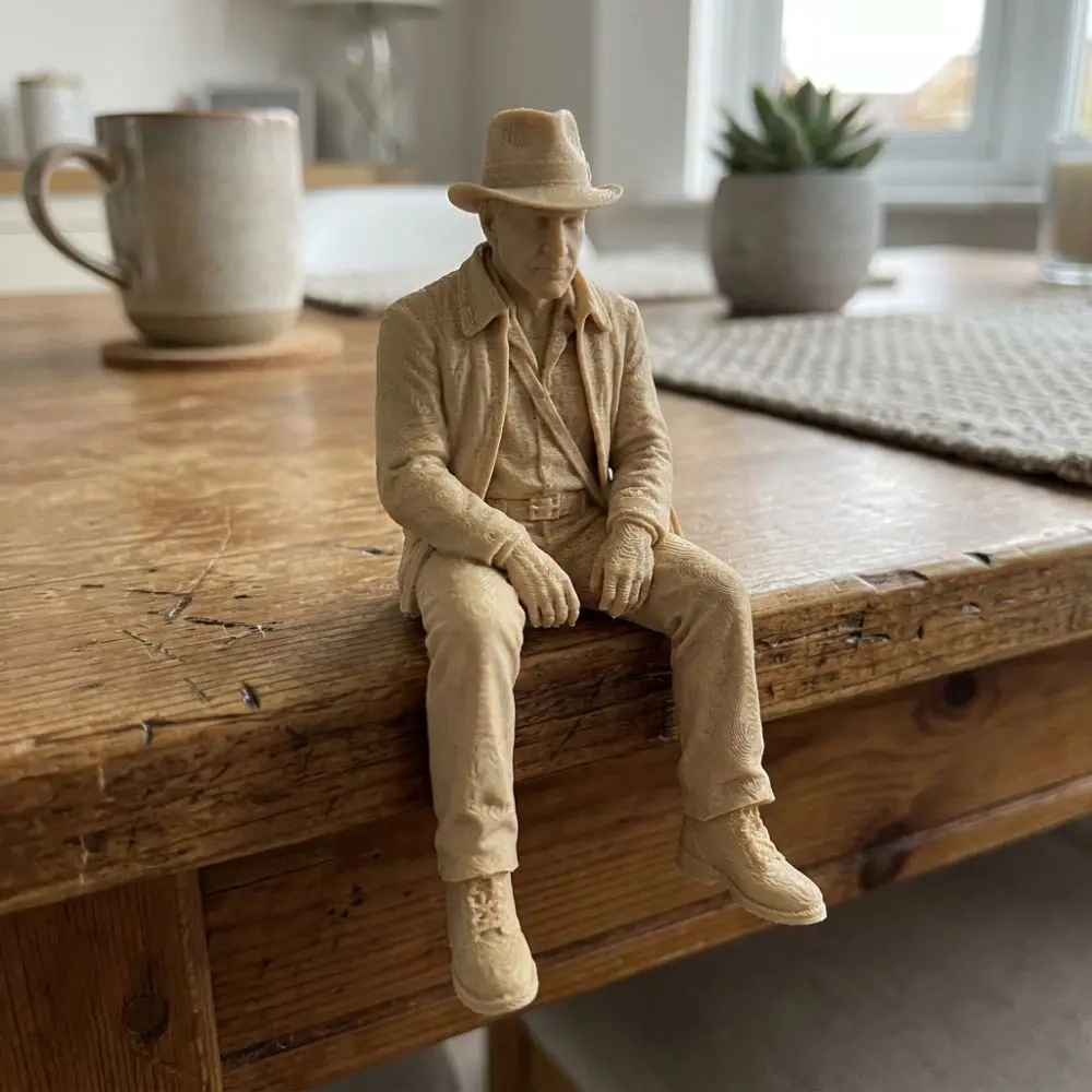 3D Printed Explorer Sitting Statue Realistic Unique Explorer Desk Sculpture Western Cowboy Plastic Small Explorer Ornament Gift