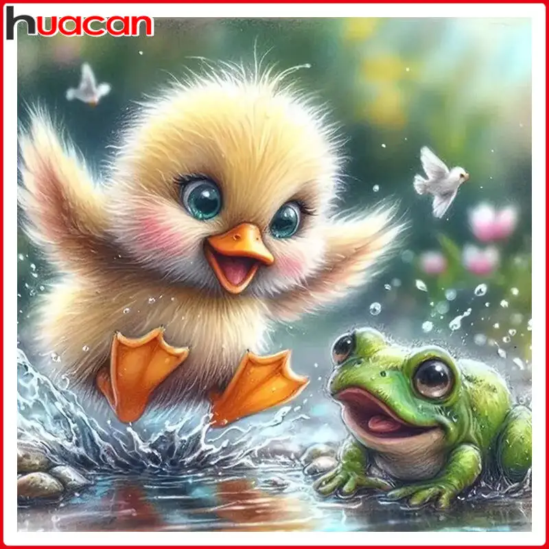 Huacan Animal Full Square Round Diamond Painting Duck Frog D