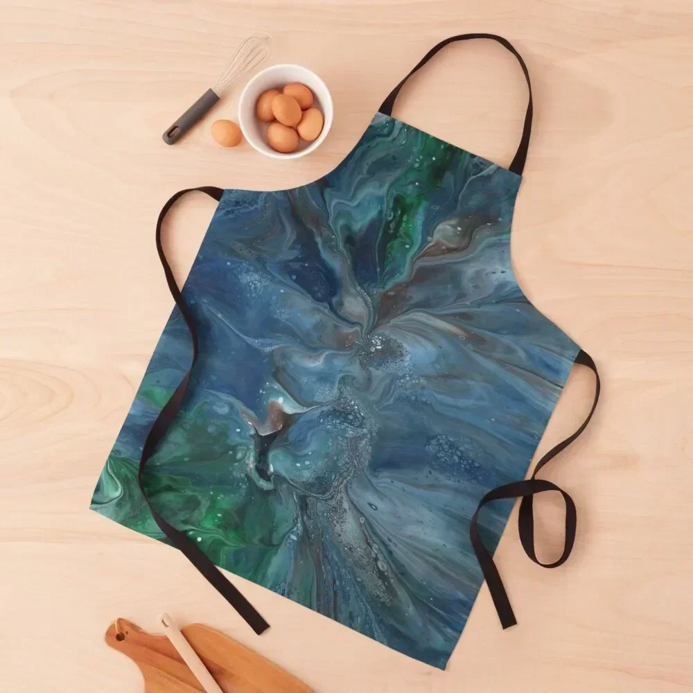 

Crosscurrent: ocean river fluid art Apron Hairdressing Woman Kitchen Korean work gowns for women cleaning Apron