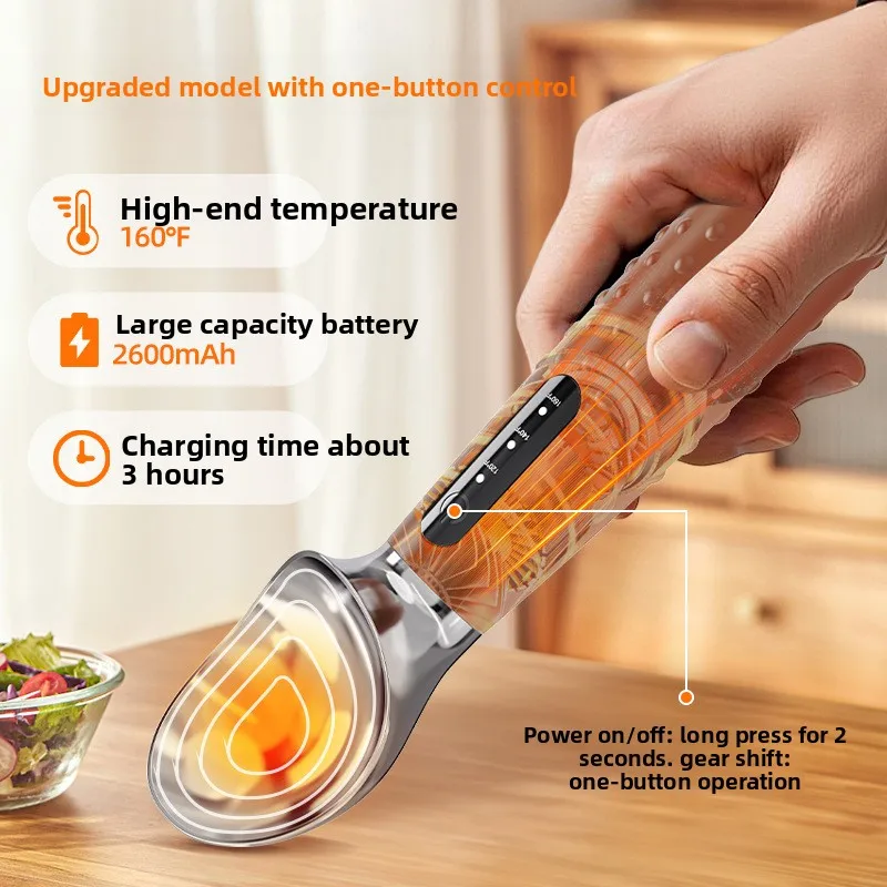 Popular Charging Heating Ice Cream Spoon Manufacturing Ice Cream Ball Heating Spoon Kitchen Household Products Heating Spoon