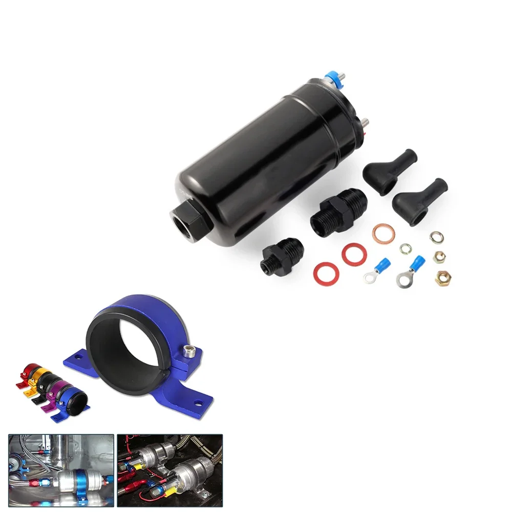 Nueva bomba de combustible EFI 380LH 1000HP + soporte azul/negro/rojo/amarillo/púrpura/plateado compatible con estilo Bosch 044 E85