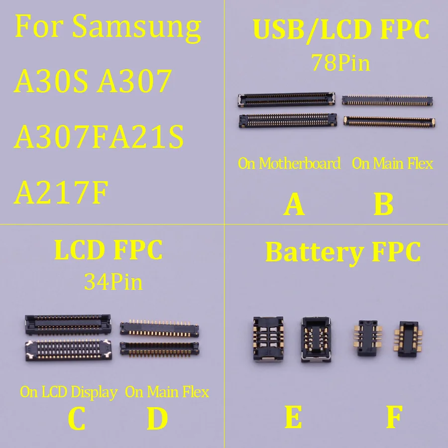 

10 шт. 34 78-контактный USB-разъем для зарядного устройства FPC для Samsung Galaxy A30S A307 A307F A21S A217F ЖК-дисплей FPC Разъем для зарядки