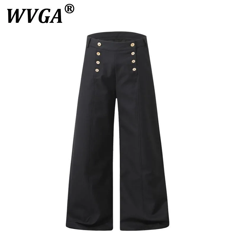 

WVGA Spring Summer New Man High Street Double-Breasted Draped Design Fashion Niche Chic Casual Straight Suit Pants Ins Y2K W9514