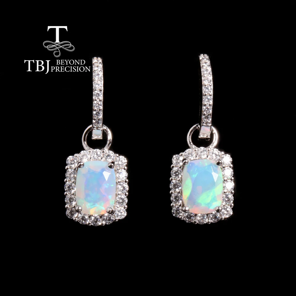 

Colorful October Birthstone Natural Opal Silver earrings Elegant and noble anniversary & wedding gifts for women