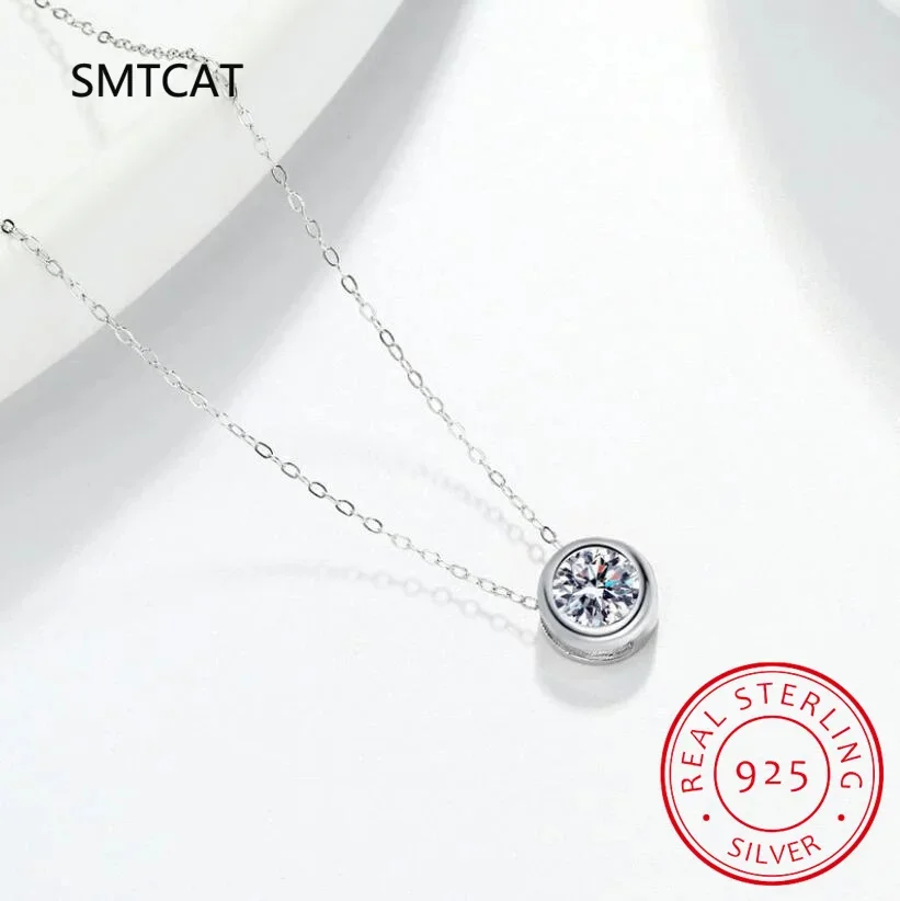 D Kleur Moissanite Bezel Stud Oorbellen 18 K Vergulde Hanger Ketting 925 Sterling Zilveren Sieraden Set Douane Sieraden