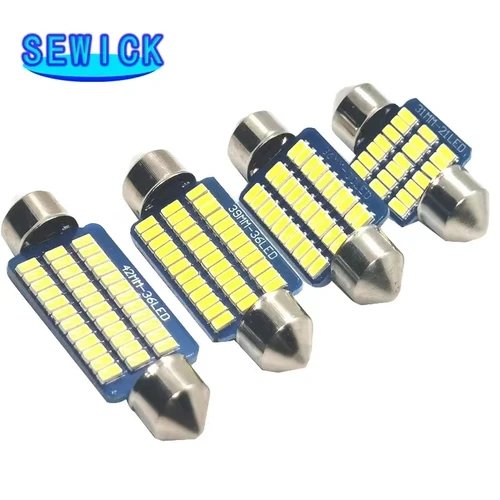 Imagen 2 del producto 100 Uds adorno coche LED luz de lectura Interior 4000K blanco cálido C5W C10W 31mm 36mm 39mm 41mm lámpara de techo de habitación automática 12V