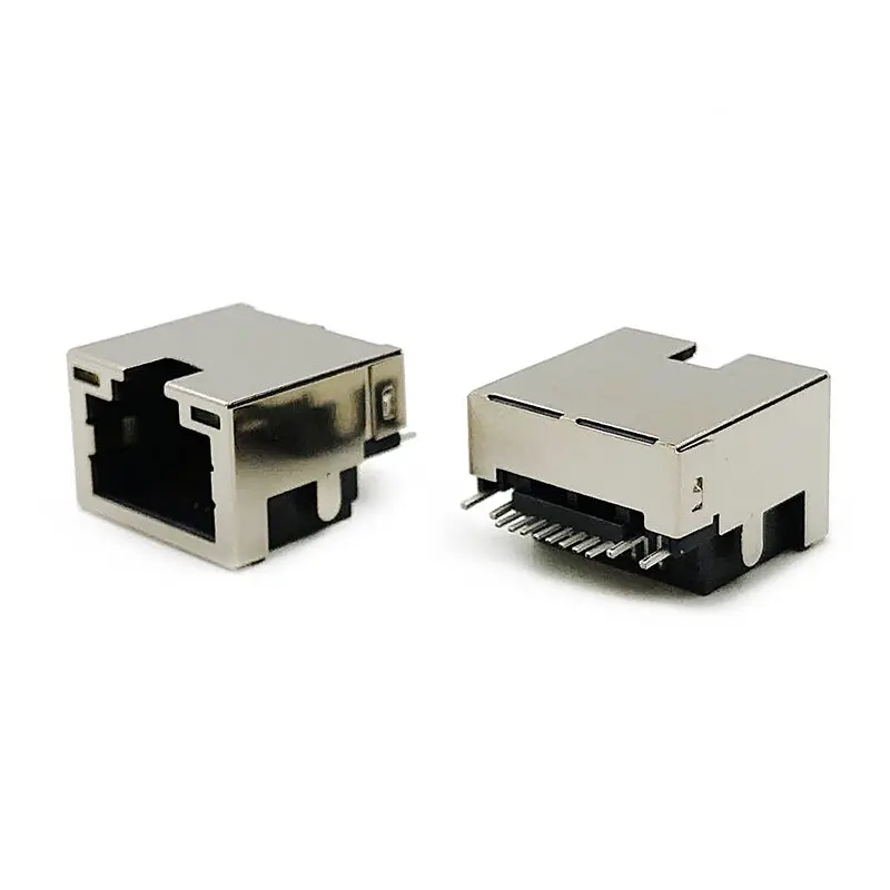 RJ45 network socket, countersunk SMT surface mount 8P8C, crystal head female socket with lamp, sunken H=4.2mm