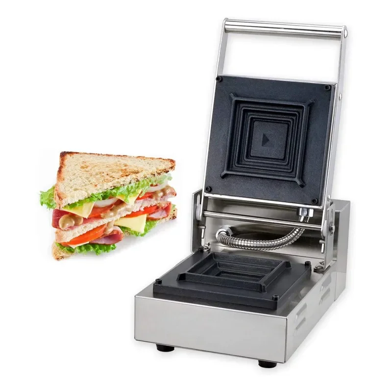 Commercial Double Sided Sandwich Maker Non Stick Electric Grill Pan Automatic Breakfast Toaster Machine for Bread Heating