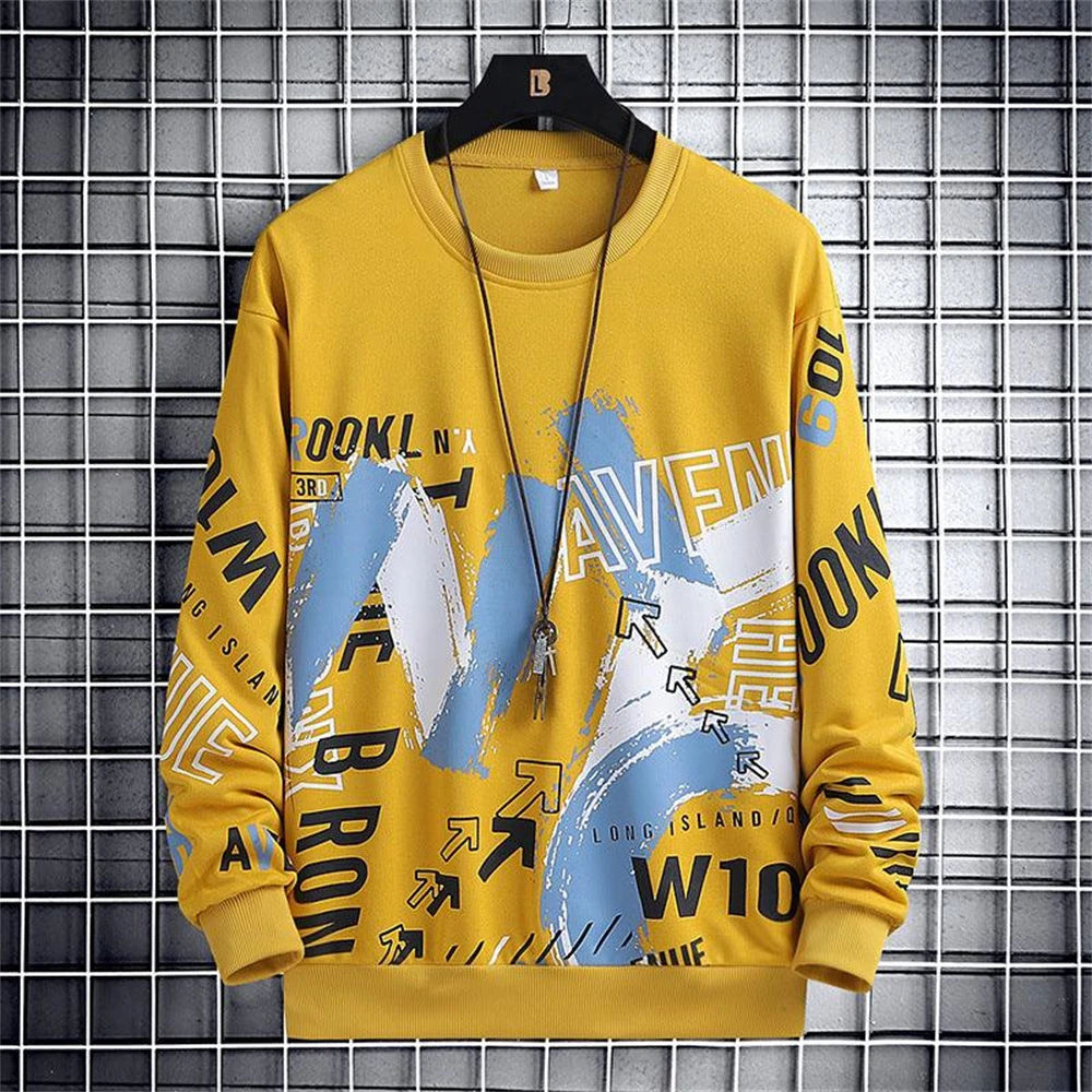 Letter Graffiti Design Fashion Street Sweatshirt Men's Clothes Long Sleeve O-neck Pullover Coat 3D Print Pattern Hoodies 2026