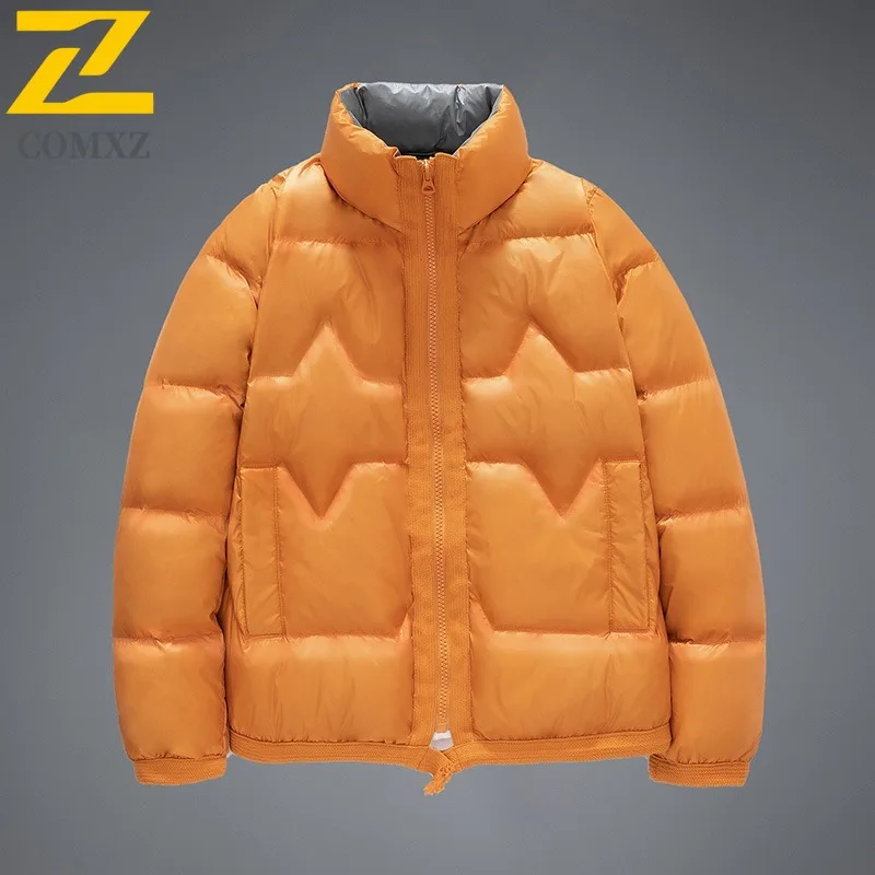 

COMXZ Мужская зимняя куртка, свободная ветрозащитная куртка для отдыха, лыжный курорт, стеганая куртка, легкие пуховики для путешествий