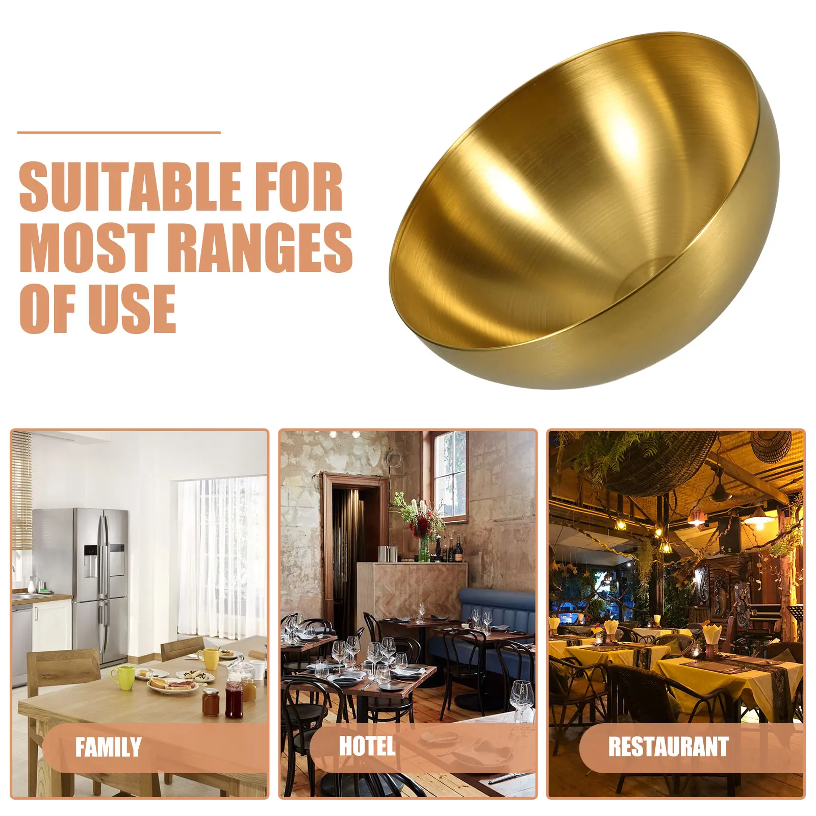 

Golden Stainless Bowl Large Capacity Kitchen Fruit Snack Dessert Mixing Salad Stainless Bowl Mixing Bowls Bowls Metal