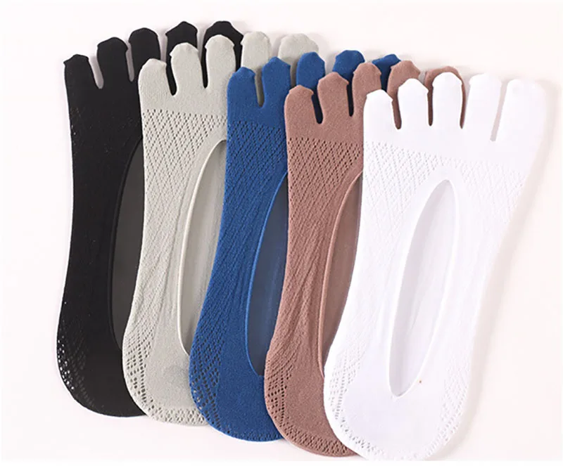 Thin Five-Finger Socks Summer Sweat Absorbing Split Toe Socks Slippers Silicone Anti-slip Sport Hosiery Women Men Cotton Socks