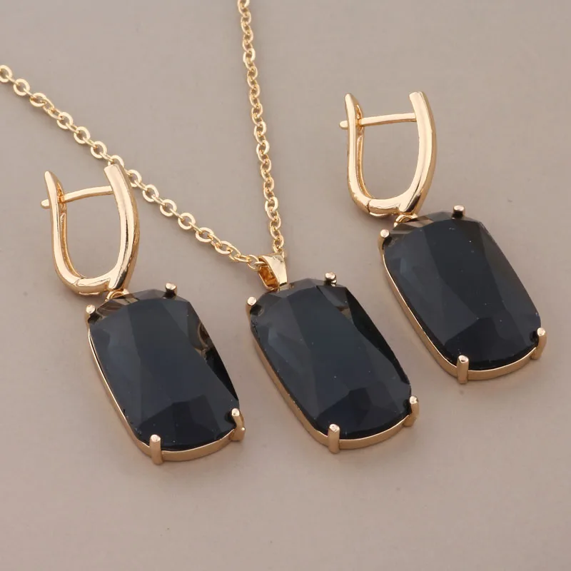 New Gold Color Big Drop Earrings And Pendant Sets for Women Fashion Bridal Unusual Earring Vintage Jewelry Sets Gift