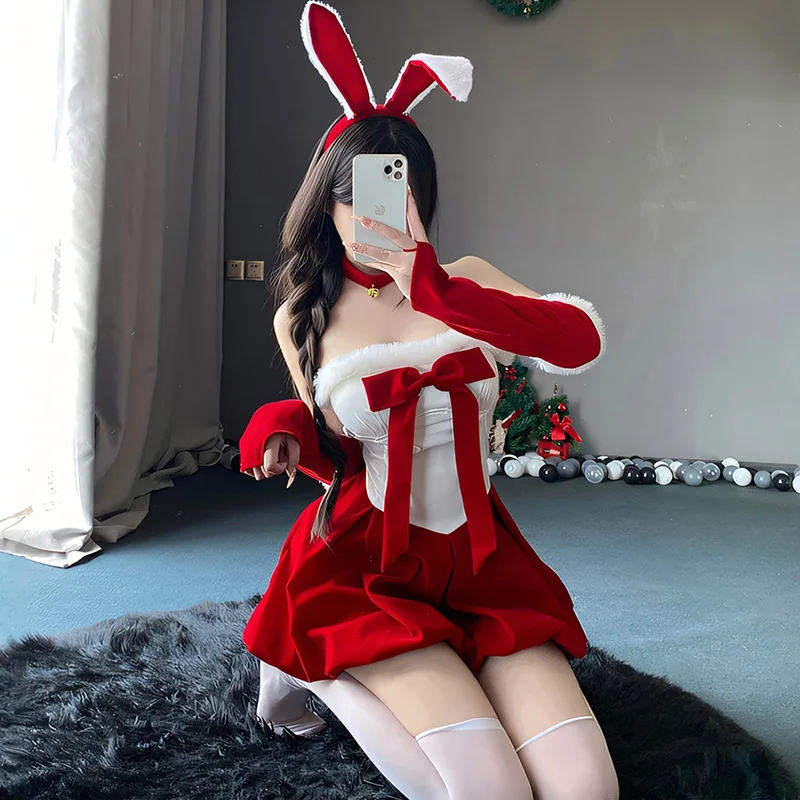 Sexy Bunny Girl Cosplay Costumes Women\'s Halloween Christmas Party Wear Outfits Xmas Lady Santa Claus Bunnygirl RolePlay Uniform