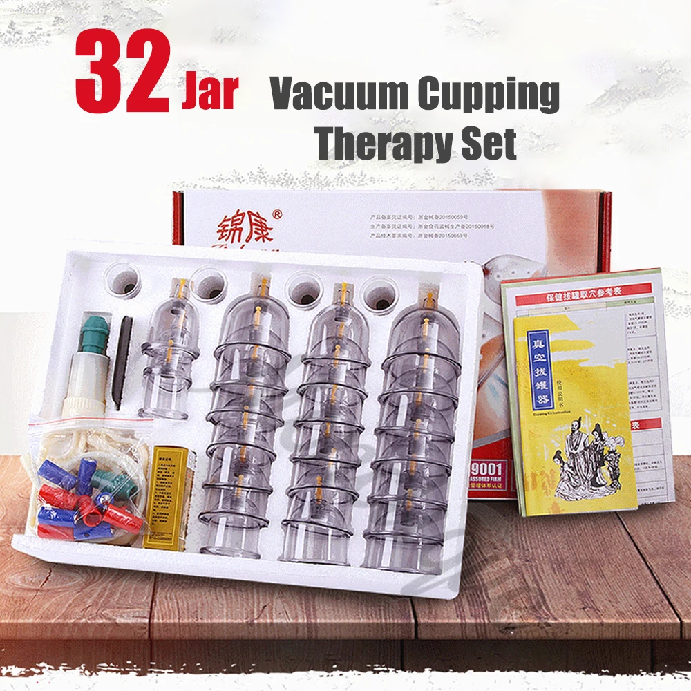 

32 Jars Vacuum Cupping Therapy Set Suction Cups Massage Physiotherapy Self-help Cupper Whole Body Applicable Appliances Healthy