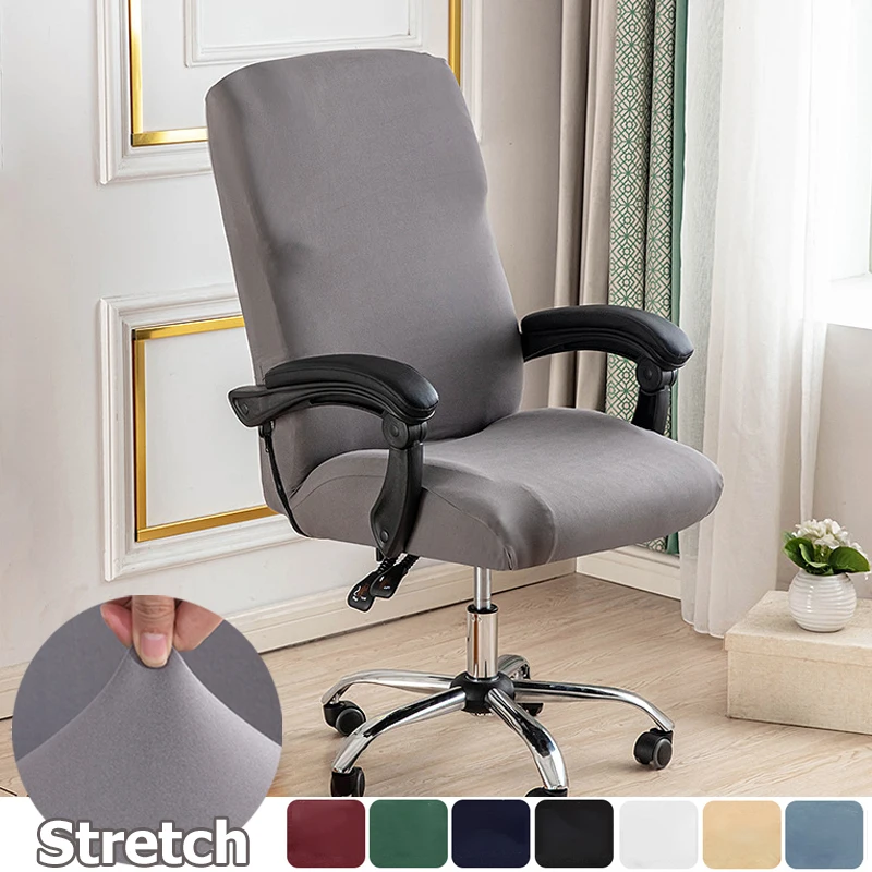 

Solid Color Office Chair Cover Elastic Printed Rotating Armrest Lifting Computer Seat Covers Anti-dirty Decor Chair Protectors