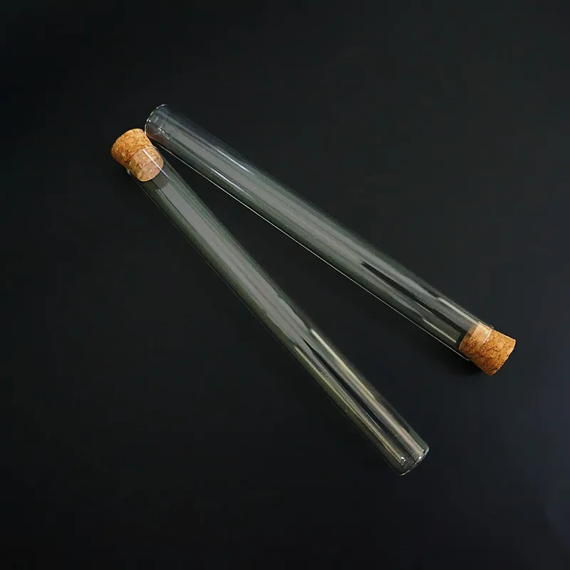 5pcs/lot 20x200mm Flat Bottom Glass Test Tube with Corks High Temperature and Pressure Resistance Lab Glass Tube