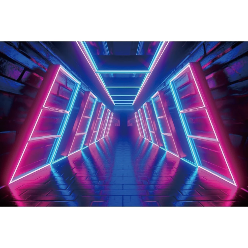 أضواء النيون عيد ميلاد خلفية مستقبلية النمط الإلكتروني 80's 90's ديسكو روك مرحلة أفلام الألعاب الكبار التصوير خلفية #5