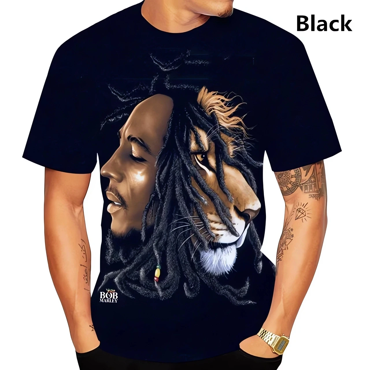 2024 Fashion Trend T-Shirt Summer Bob Marley Men 3d Printed T-shirt Reggae Music Hip Hop Casual Short Sleeve Printing Tee Shirt