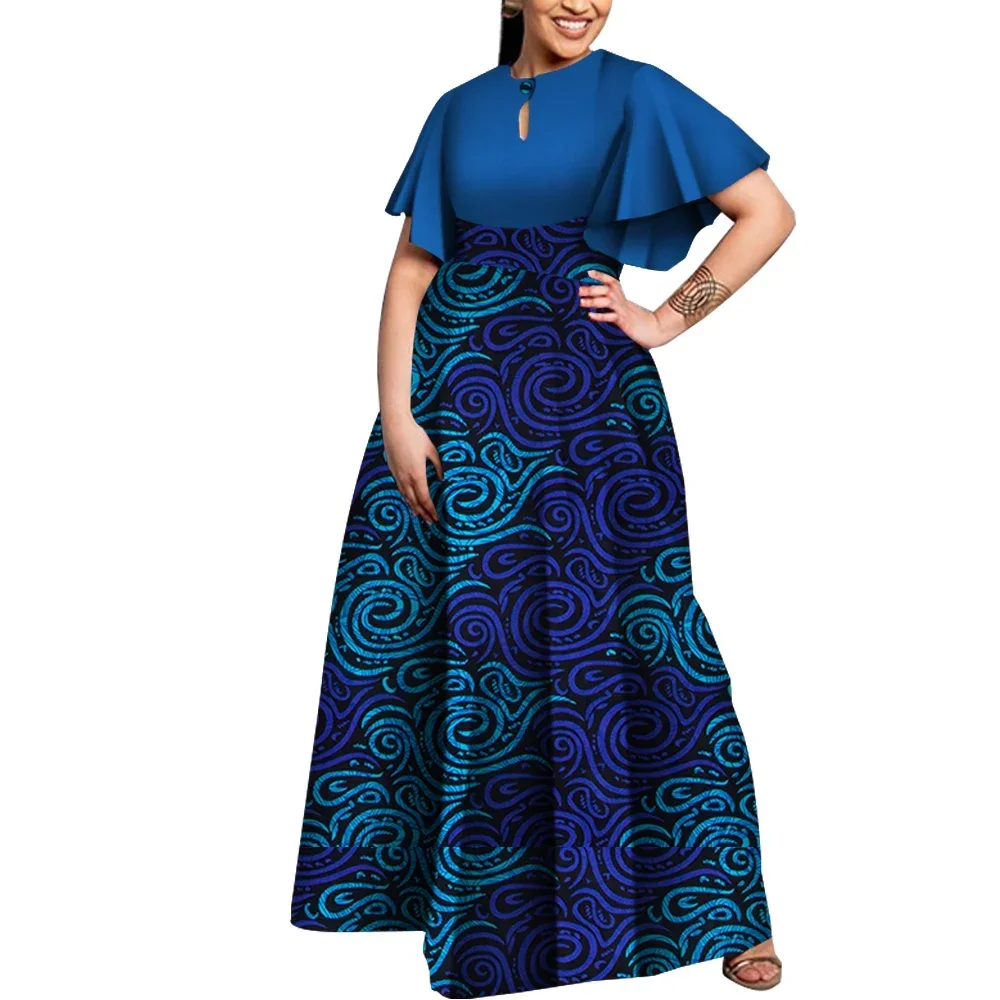 Maxi African Dress for Women Plus Size Graceful Flare Sleeve Ankara Wax Print Party Dress African Print Dresses for Women WY5564