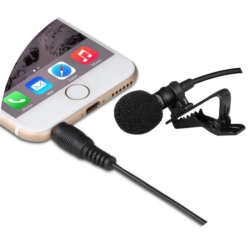 PC / Phone / Camera Mini Microphone Lapel Lavalier Mic Portable External Buttonhole Microphones for iPhone Laptop Computer 1.5m