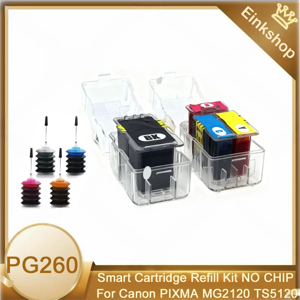 Kit de recarga de cartuchos inteligentes PG260 CL261 para impresora Canon PG260Xl CL261XL PIXMA MG2120 TS5120 MG2220 MG3120 MG3122 MG3220 MG3222