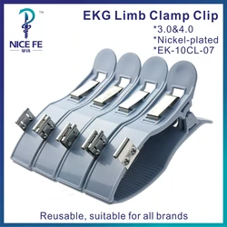 Nickel-plated  EKG limb clamp electrode EKG electrocardiograph ECG EKG cable bule col with metal spring adjustable tightness