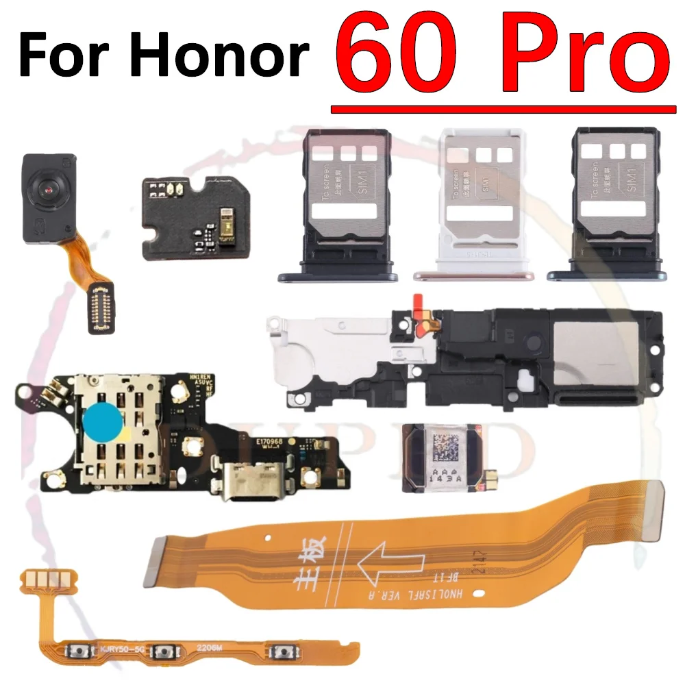 

Устройство чтения SIM-карт, зарядный порт, плата, динамик, громкоговоритель для Honor 60 Pro 60pro, материнская плата, датчик отпечатков пальцев, гибкий кабель