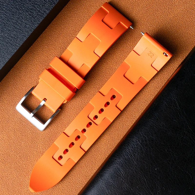 Premium Grade  Fluororubber Watch Strap  FKM 20mm For Hermès strap Bracelets Man Woman Diving Waterproof Quick Release Watchband