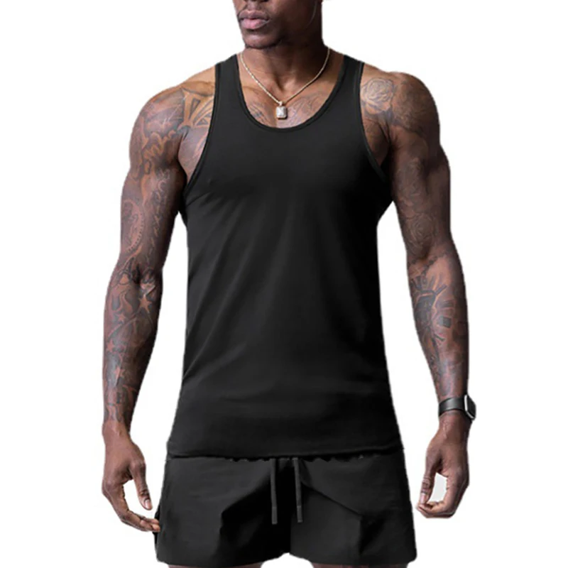 

New Men Workout Fashion Gym Bodybuilding Fitness Running Tank Tops Summer Mesh Sleeveless Breathable Cool Feeling Sport T-shirt
