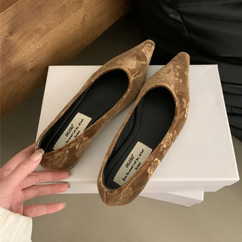 Bailamos Brand Women Flats Fashion Point Toe Shallow Slip On Ballerinas Shoes Soft Flat Heel Dress Ballet Shoes Mujer