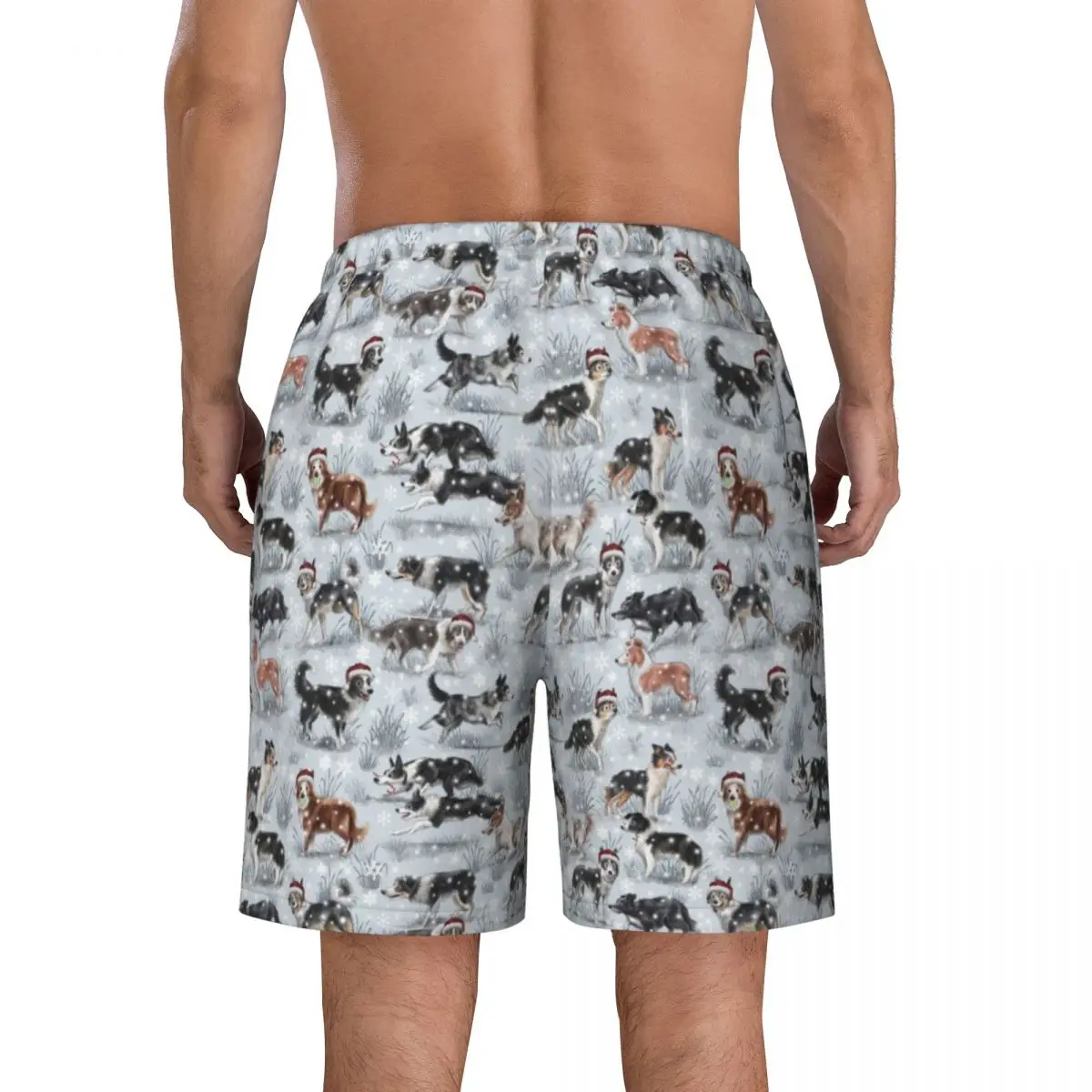 Niedliche Weihnachten Grenze Collie Hund Männer Badehose Bade bekleidung schnell trocknen Strand Board Shorts Haustier Tier schwimmen Boards horts