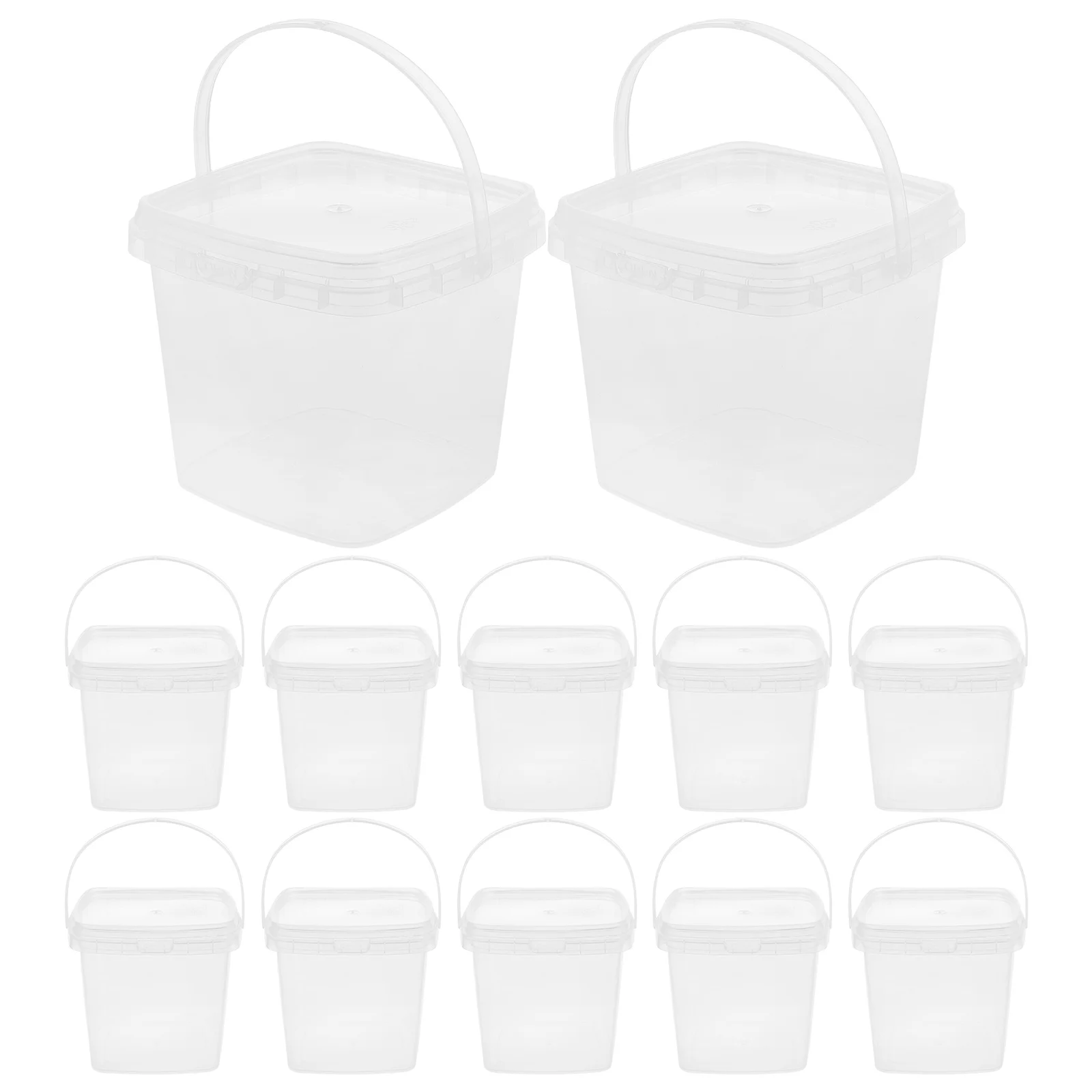 

12 Pcs Ice Cream Bucket Food Buckets with Cover Homemade Freezer Holder Storage Containers Transparent Clear
